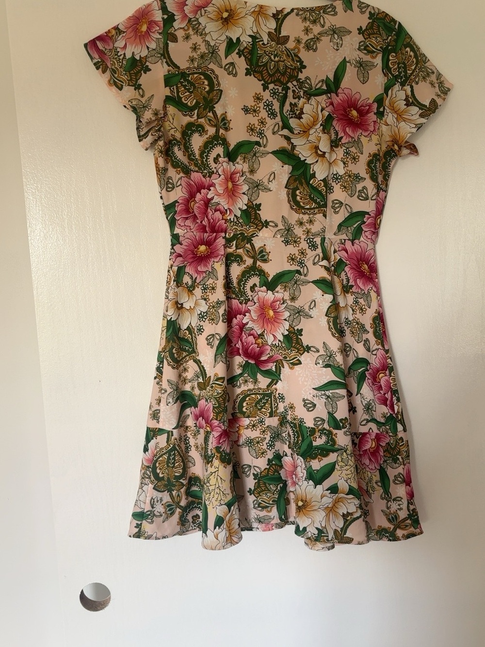LOFT Floral Fit & Flare Dress Pink Green Size 0 - Picture 6 of 11